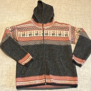 Andino Artesanias zipped hoodie sweater pink gray wool llama